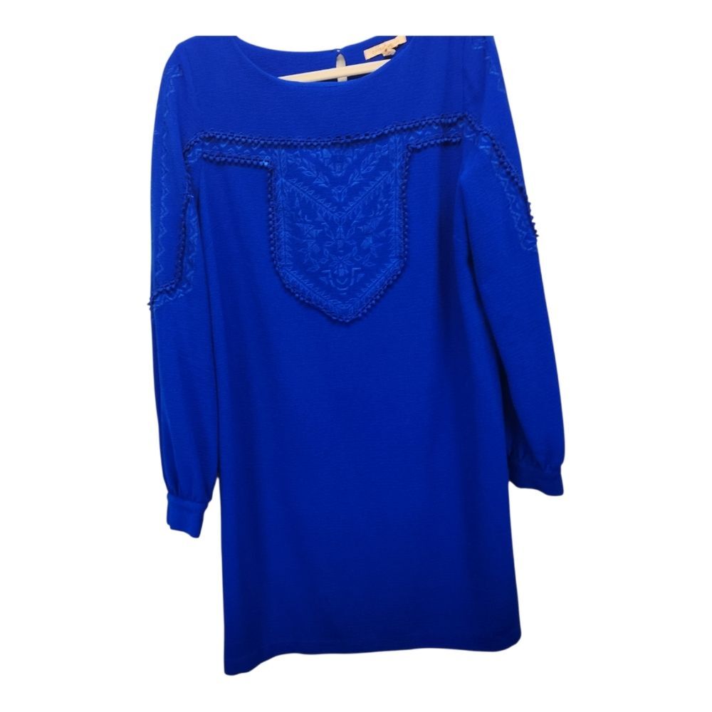 Blue Embroidered Long Sleeve Dress MEDIUM